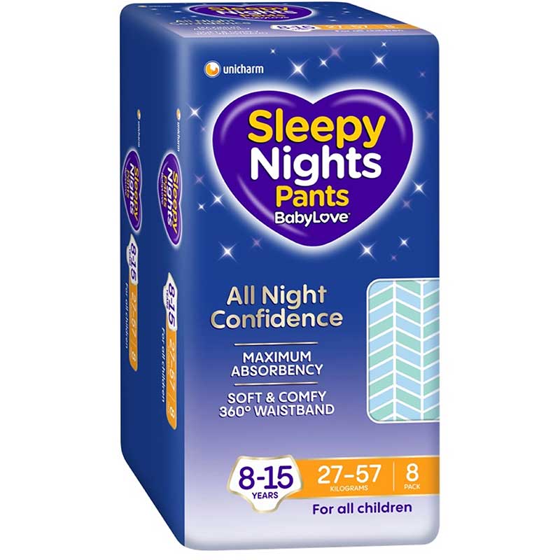 BabyLove Sleepy Nights Pants 8-15yrs, 27-57kg (8 pack)