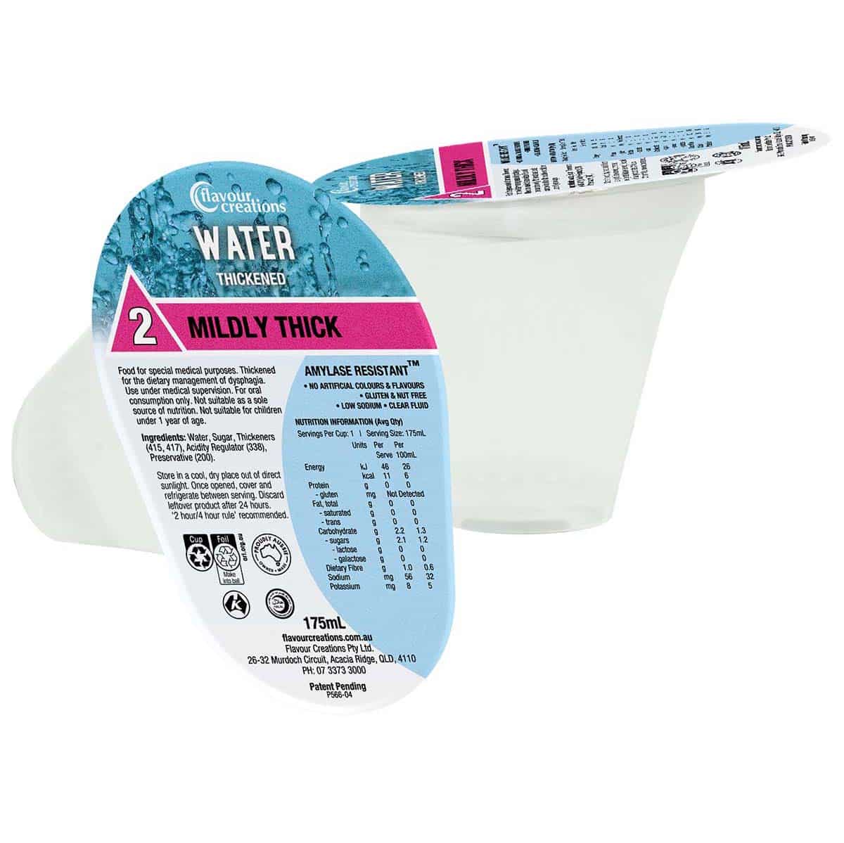 Flavour Creations Ready-To-Drink  Mildly Thick/Level 2 Water 175mL Cups | Carton