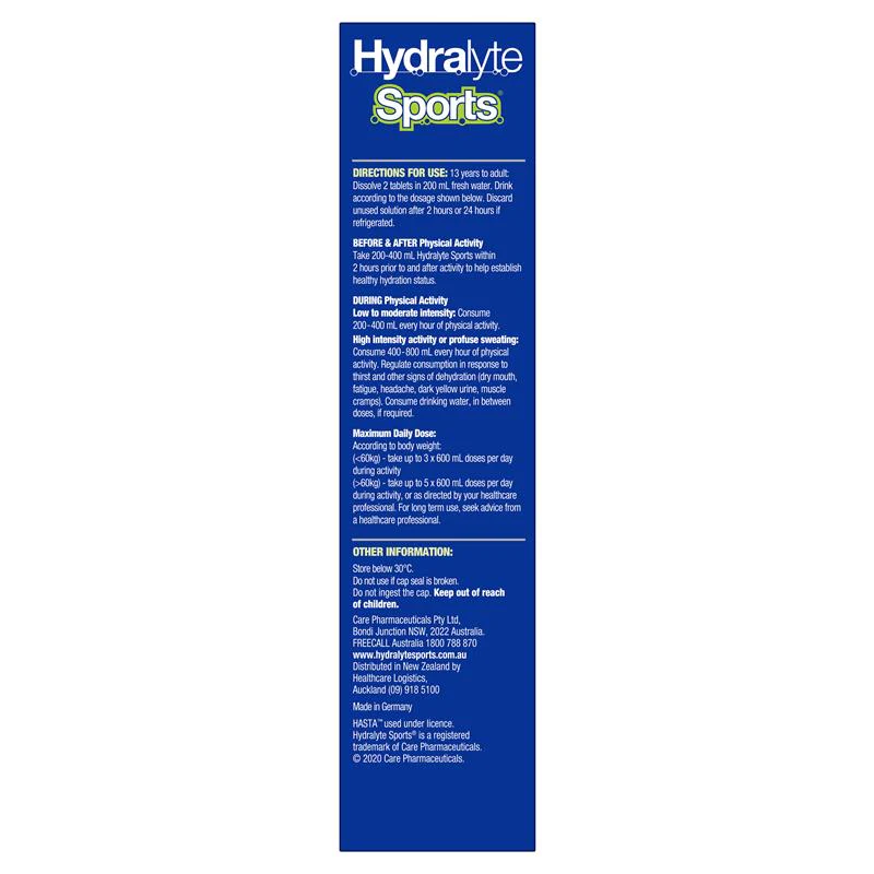 Hydralyte Sports Effervescent Electrolyte | Pack of 20 tablets - Image 7