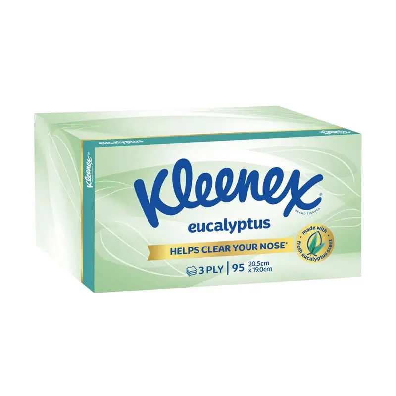Kleenex Facial Tissues Eucalyptus 3 ply, Packs of 95 | Carton of 24 packets - Image 2